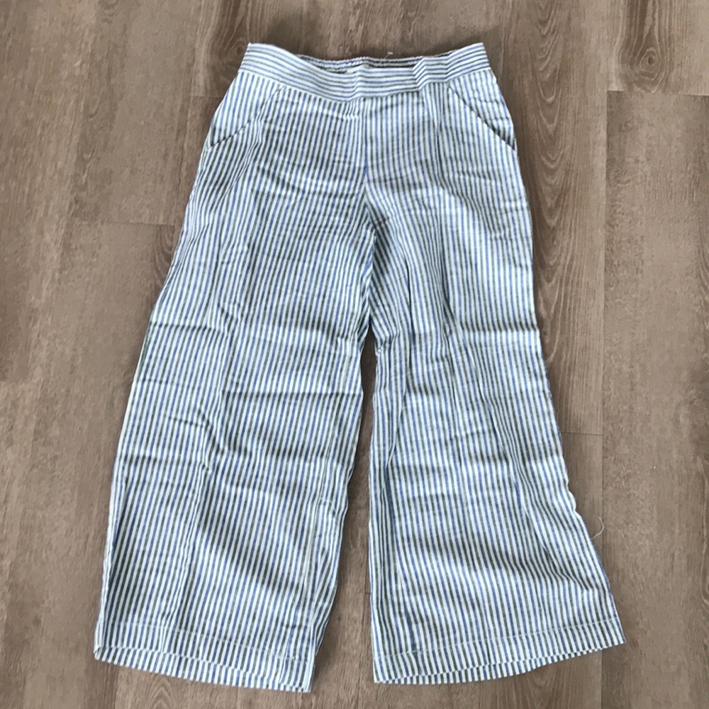 Max Studio Striped Linen Wide Leg Pants